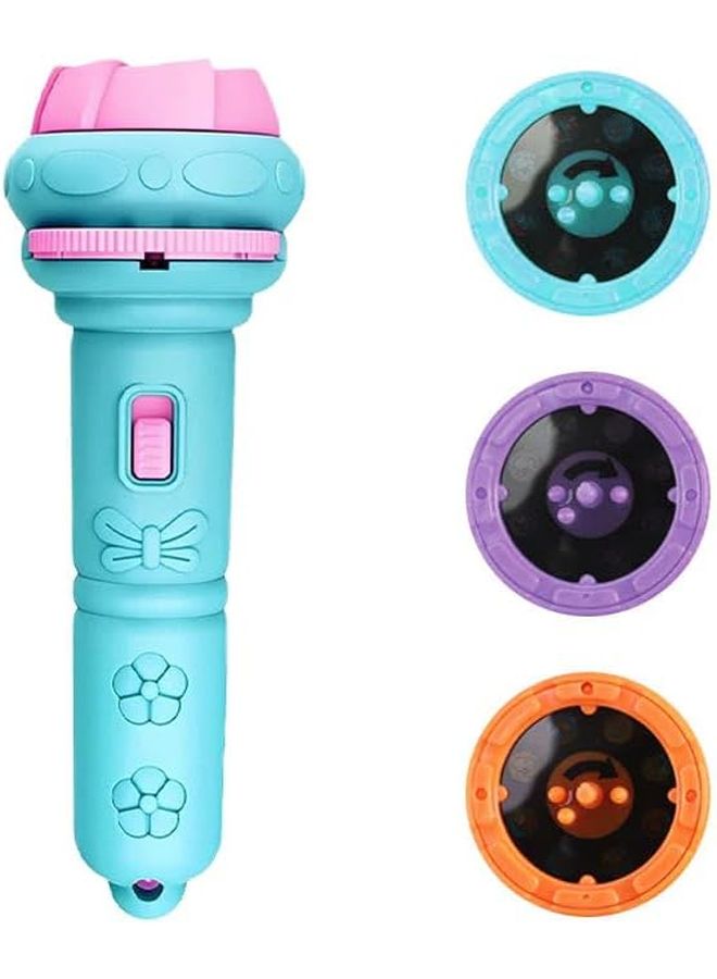 مشروع تعليمي للأطفال مع مصباح عرض أزرق مزين بالزهور وبطاقات قصصية ثلاثية للمتعة على الجدران والأسقف - Image 1